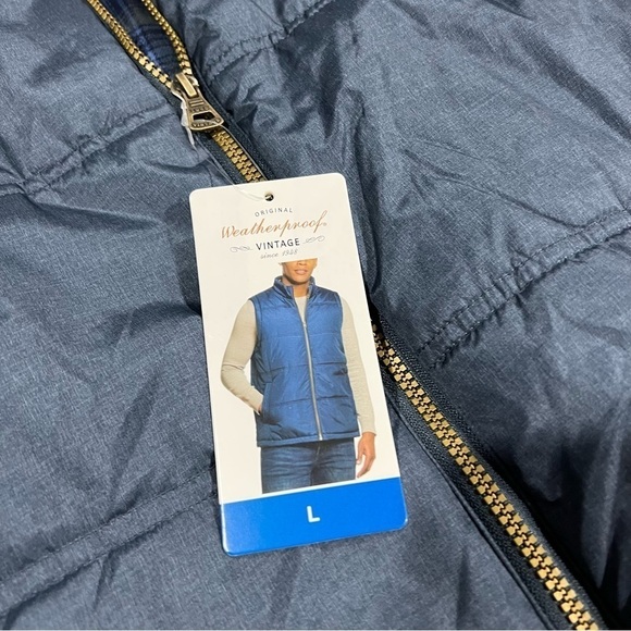 Weatherproof Vintage Men's Flannel Lined Puffer Vest Blue NWT large - Picture 3 of 11